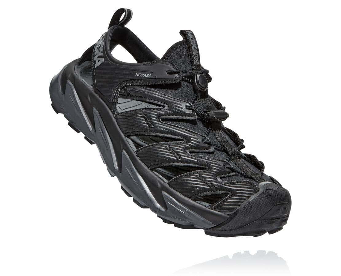 Hoka One One Hopara South Africa - Mens Recovery Sandals - Black / Dark Grey,IBUJZ-1620